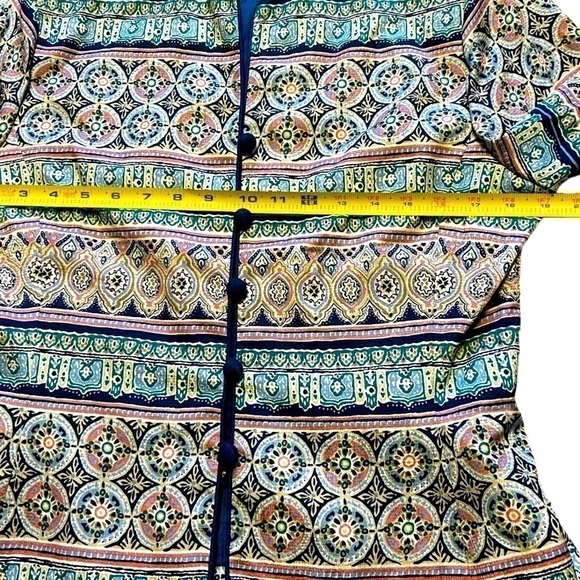 VINTAGE ADRIANNA PAPELL 100% SILK PASTEL PRINT BUTTON LINED BLAZER, SIZE 10 - Picture 5 of 8